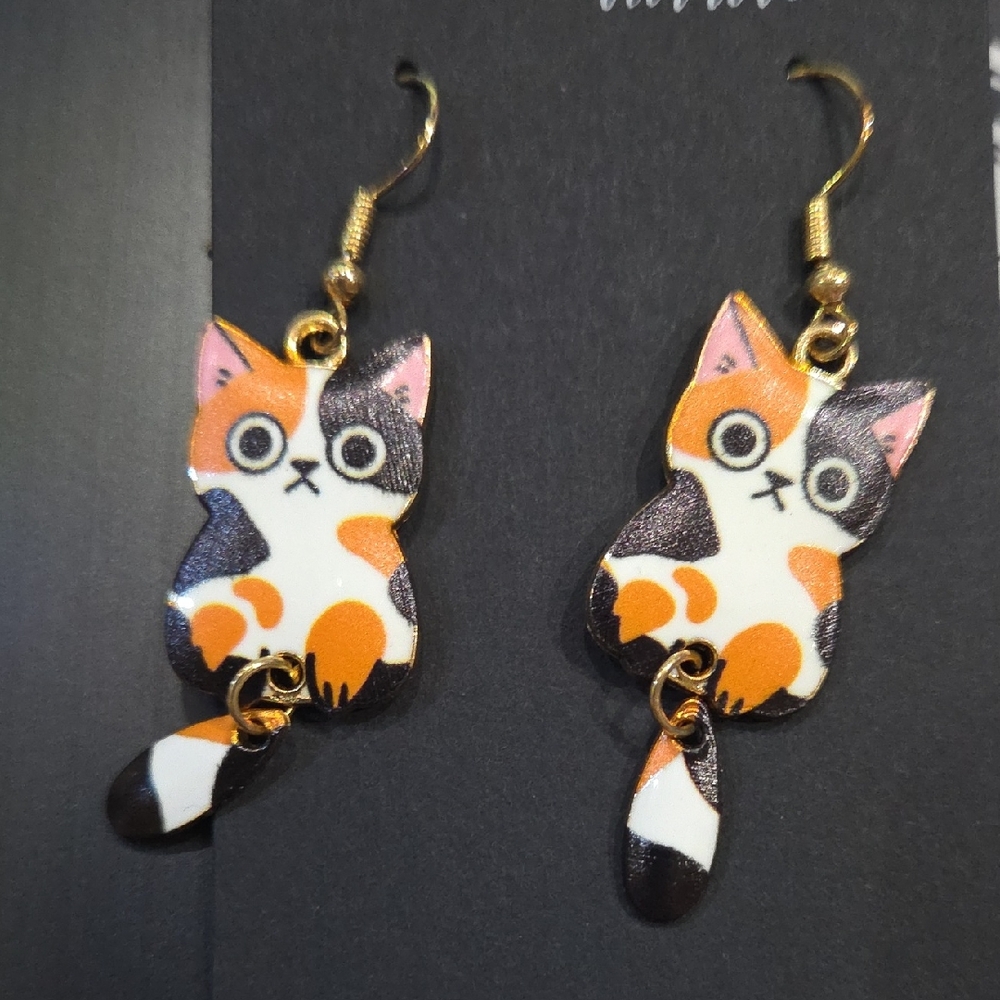 NEW Calico Cat Earrings